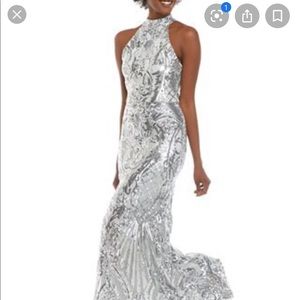 Sequins Silver Halter dress